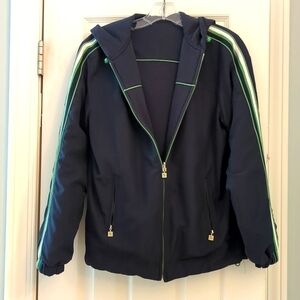 Everlast Reversible Jacket Navy Blue  Green Trim White Stripe Size M Women's